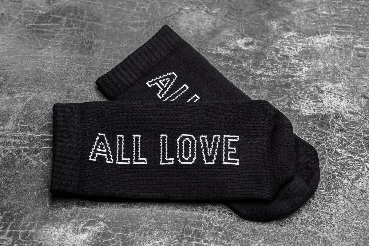 Nobull Crew All Love Men's Socks Black | Australia (KD6504)